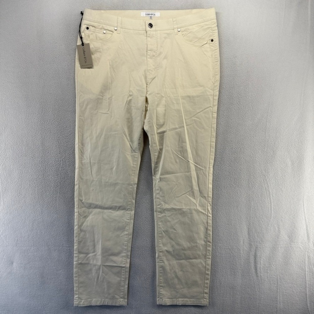 Collars Co Pants Mens 34x30 Stone CEO 5-Pocket Chino Casual Cotton Blend NEW